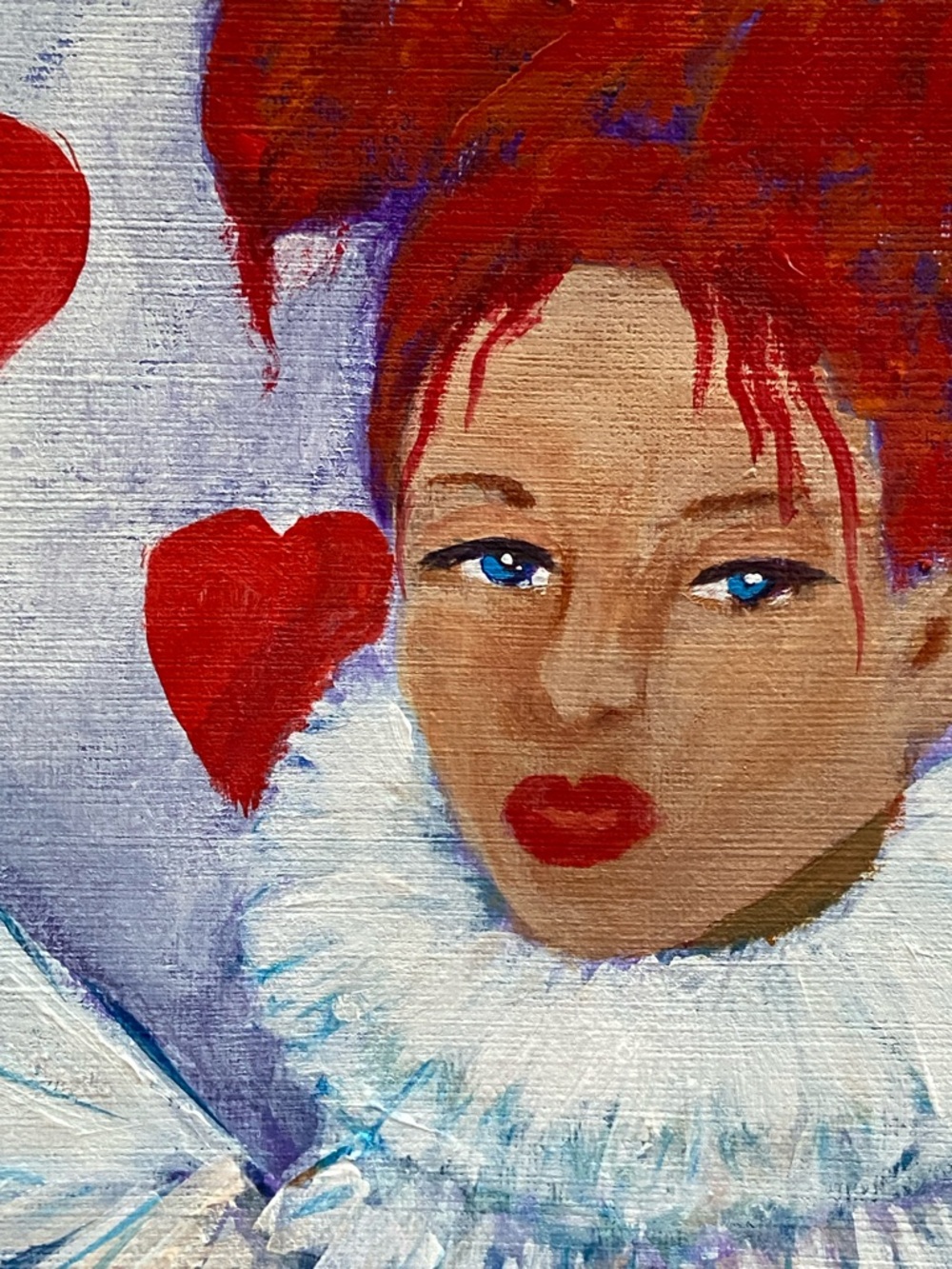 Queen of Hearts Portrait Original Acrylic Painting on 9" x 12" Canvas - Picture 11 of 11